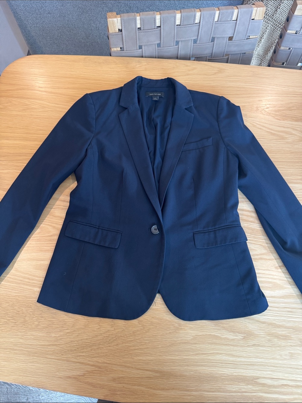 Ann Taylor Navy Single-Button Tailored Blazer